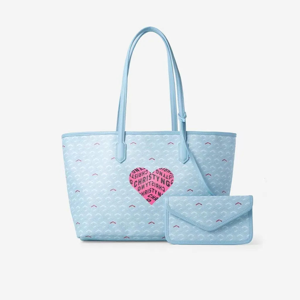 Printed Heart-shaped Letters Outdoor Large Capacity Travel Bento Box Universal Tote Bag Portable Luggage Storage Bag
