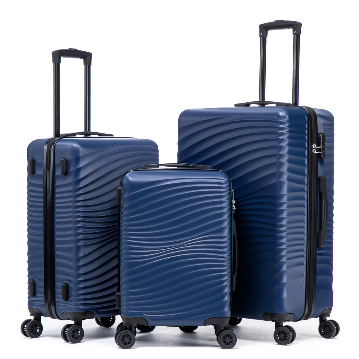 Luggage Sets 3 Piece ABS Hardshell Suitcase Set with Spinner Wheels Carry On Hardside Travel Luggage with TSA Lock, Lightweight Durable