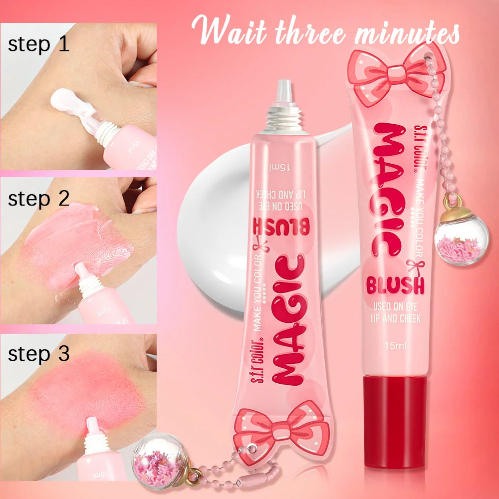 Magic Color-changing Liquid Blush Multifunctional Eye Lip Cheek Makeup Long Lasting Natural Pink Tone Moisturizing Cream Blush Daily Cosmetics