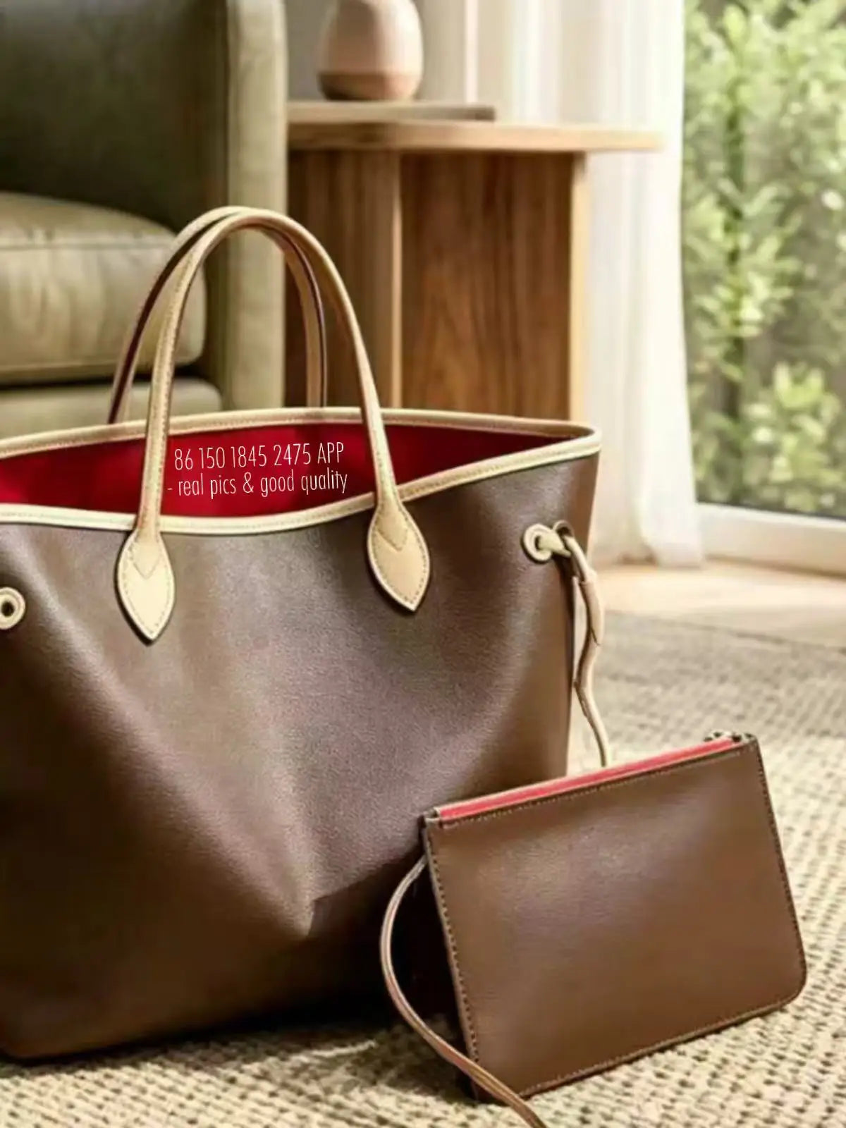 Casual Canvas Women's Tote Bag With Pouch And Shoulder Strap