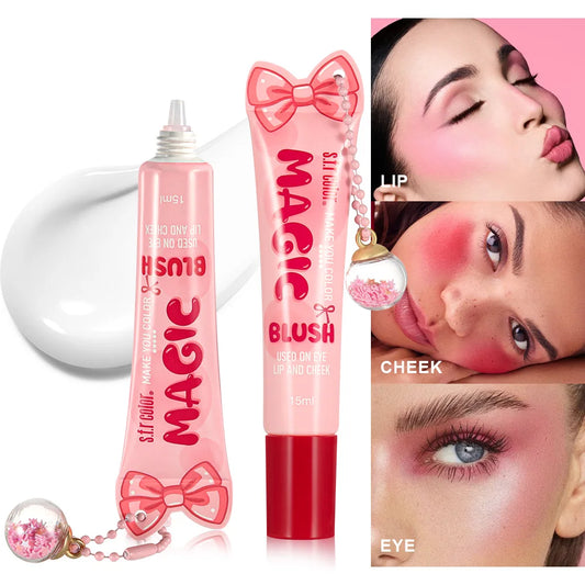 Magic Color-changing Liquid Blush Multifunctional Eye Lip Cheek Makeup Long Lasting Natural Pink Tone Moisturizing Cream Blush Daily Cosmetics