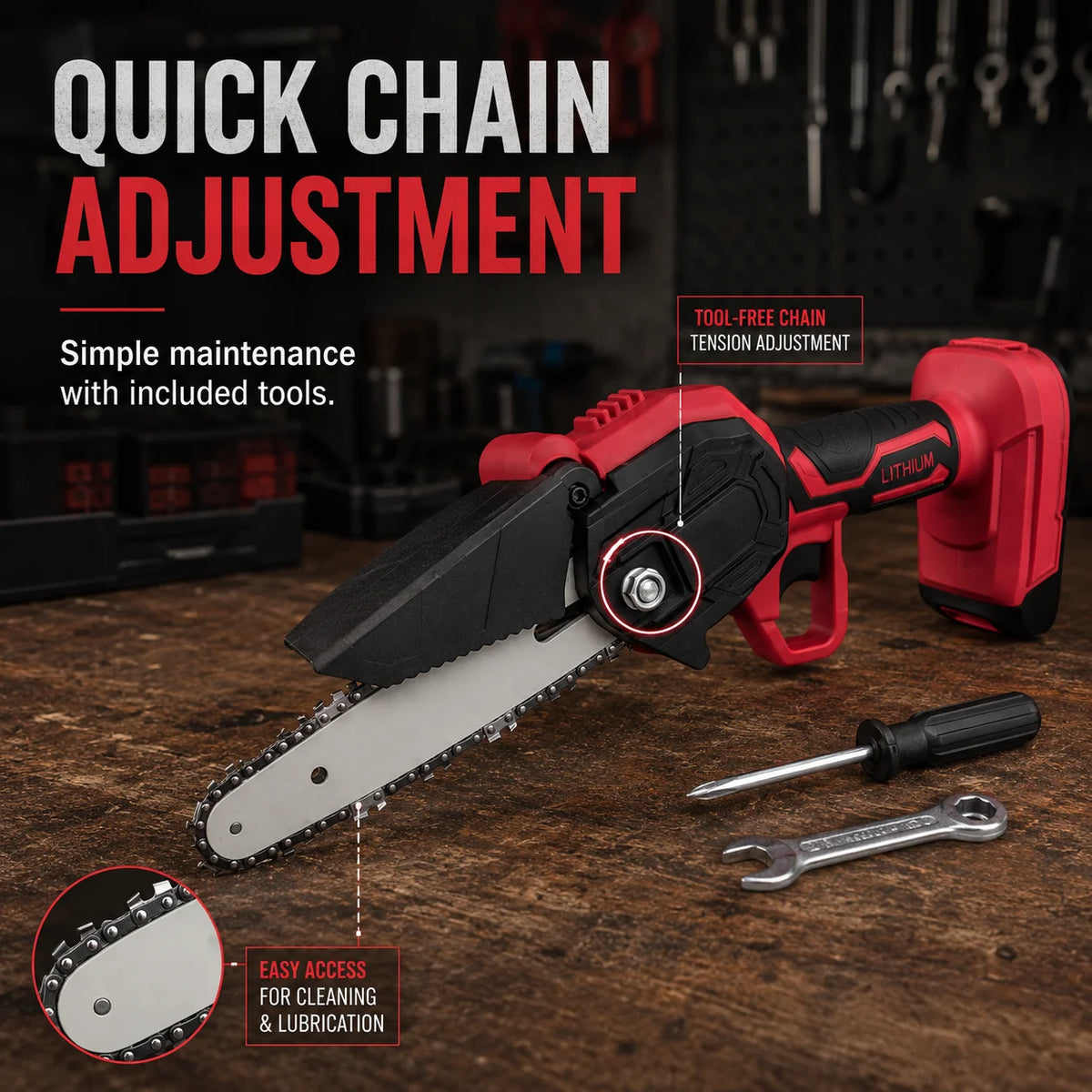 Cordless Mini Chainsaw 6-inch, Handheld Electric Chain Saw with 2×2000mAh Batteries, Portable Pruning Saw with Storage Box & Spare Chain for Garden Yard Orchard Tree Trimming