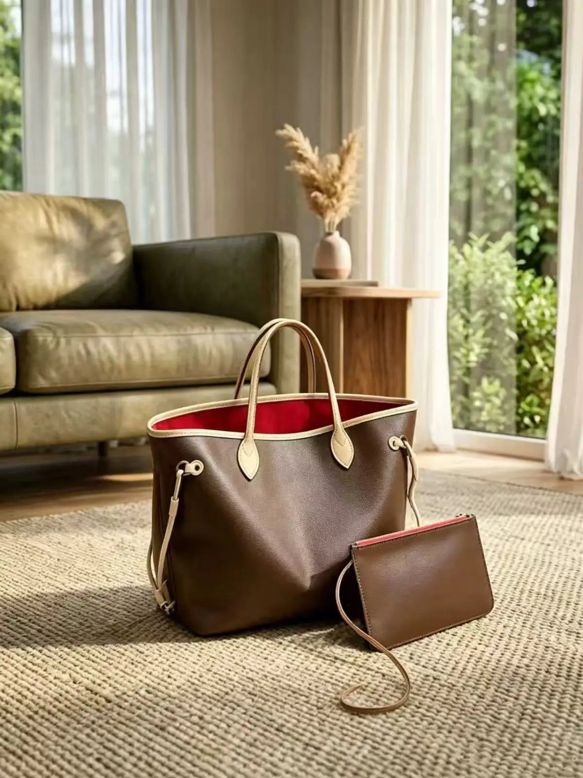 Casual Canvas Women's Tote Bag With Pouch And Shoulder Strap