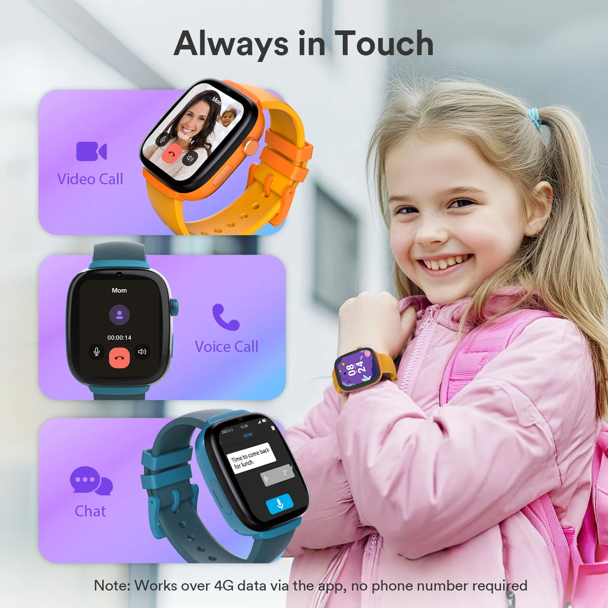 4G Kids Smartwatch with SIM GPS Two Way Call Video SOS Child Gift Parental Controls Waterproof Birthday Gift for Boys and Girls