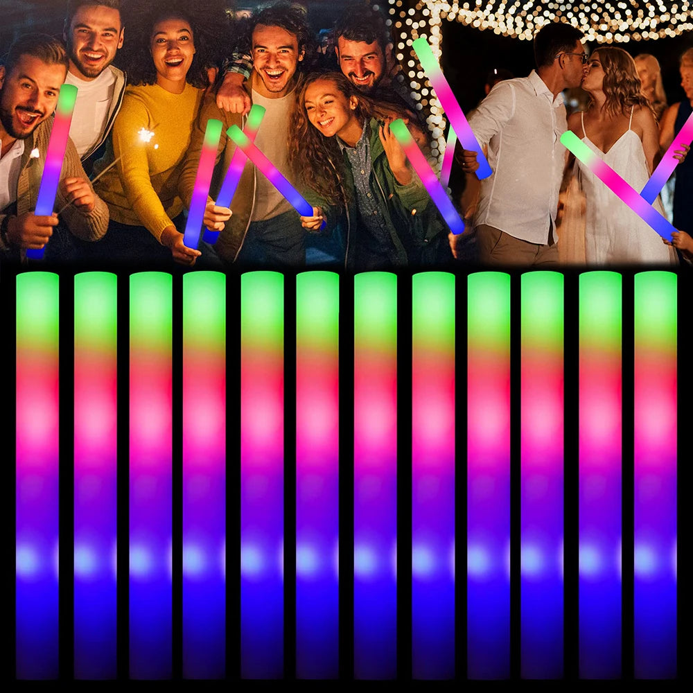 166-Piece Glowing Party Decoration Set - 12 Led Glasses, 16 Foam Sticks, 40 Finger Lights, 100 Glow Sticks, Suitable for Weddings and Halloween