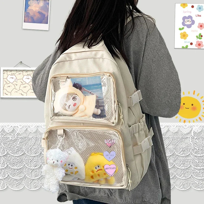 Japanese Kawaii Itabag Women New 2026 Transparent Backpack Women Large Capacity Ita Backpack School Bags For College Student JK
