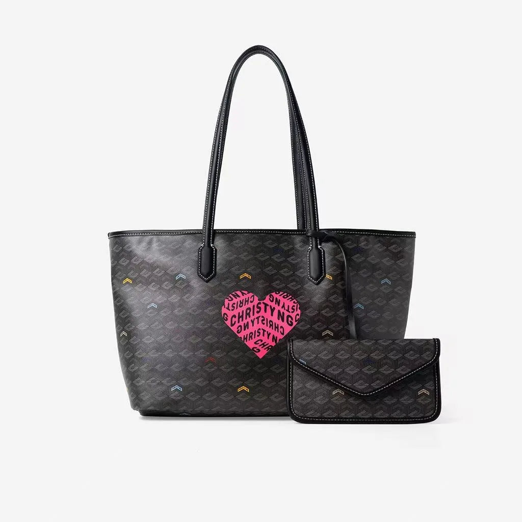Printed Heart-shaped Letters Outdoor Large Capacity Travel Bento Box Universal Tote Bag Portable Luggage Storage Bag