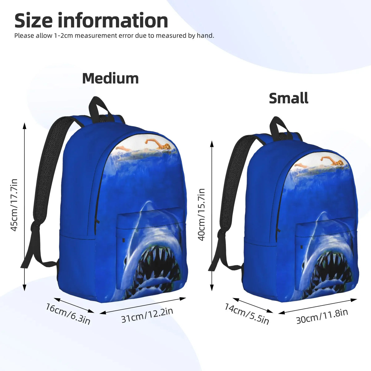 Jaw-Shark Classic Film Amity Island Backpack  Women Men Polyester Workout Backpacks Print Stylish School Bags Rucksack