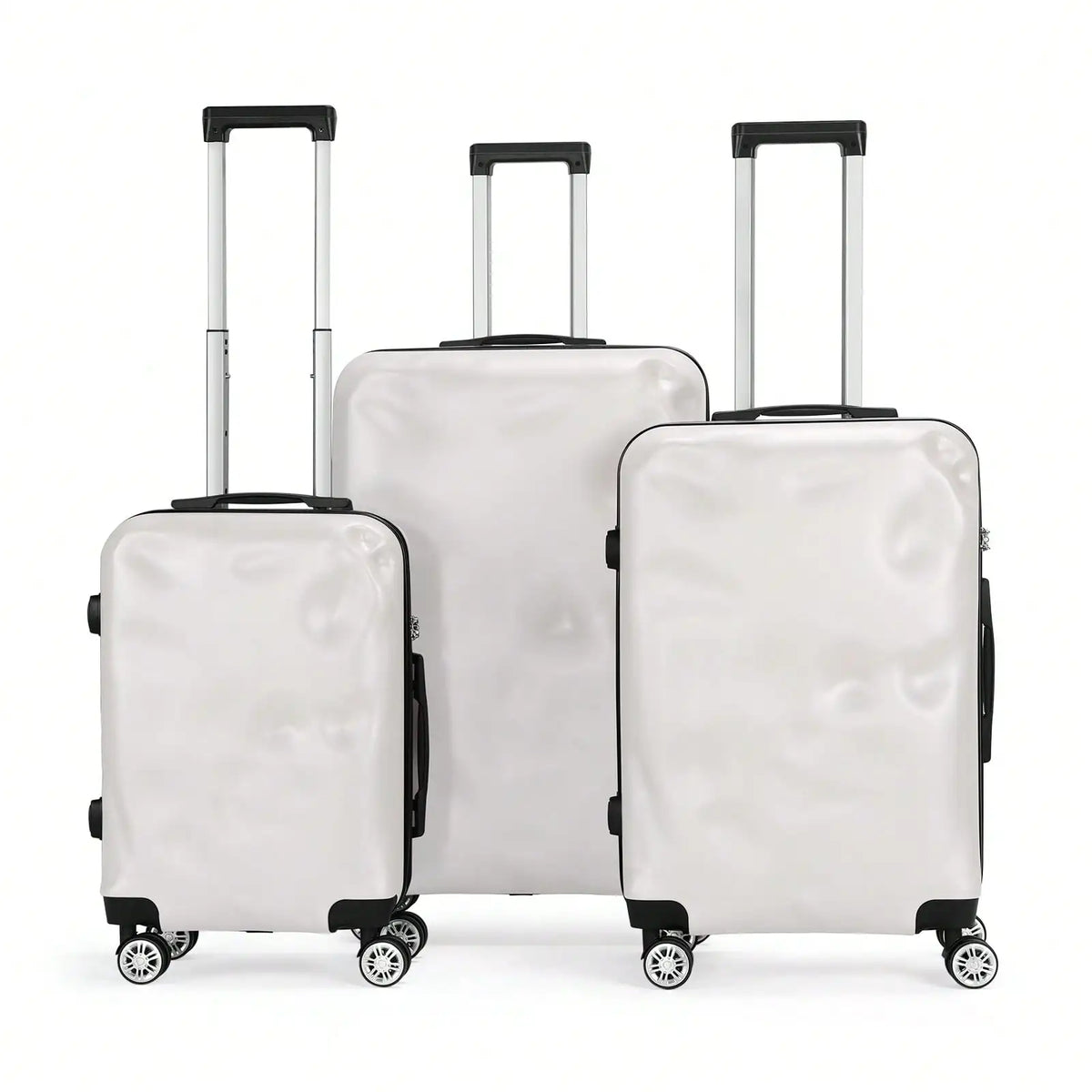 3‑Piece ABS Hardshell Luggage Set, 20/24/28 Inch Lightweight Durable Hard‑Side Suitcase Set, Rolling Travel Trolley Luggage in White, Ideal Carry‑On & Checked Baggage for Men Women, Business Trips and Holiday Vacations