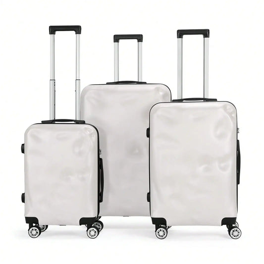 3‑Piece ABS Hardshell Luggage Set, 20/24/28 Inch Lightweight Durable Hard‑Side Suitcase Set, Rolling Travel Trolley Luggage in White, Ideal Carry‑On & Checked Baggage for Men Women, Business Trips and Holiday Vacations