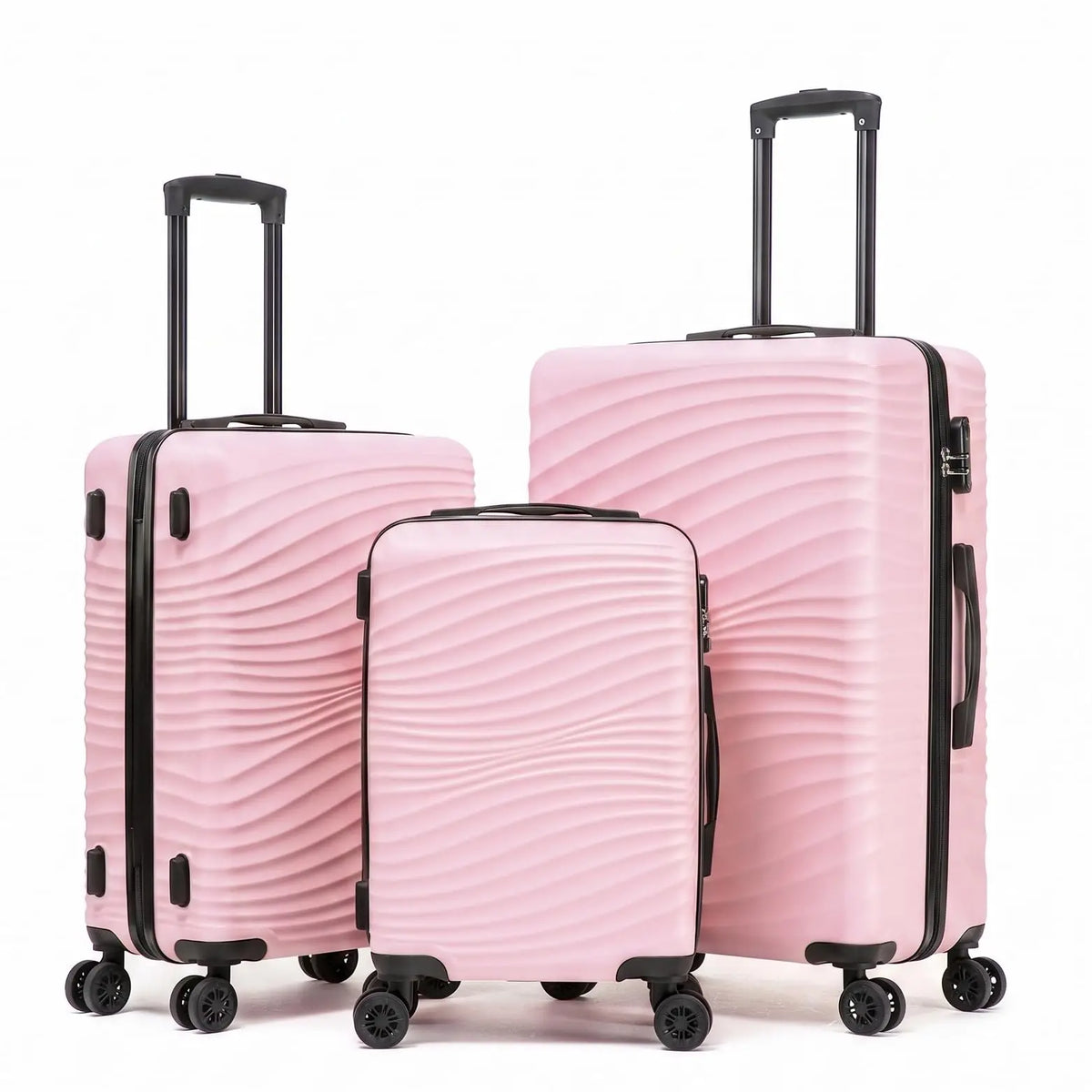 Luggage Sets 3 Piece ABS Hardshell Suitcase Set with Spinner Wheels Carry On Hardside Travel Luggage with TSA Lock, Lightweight Durable