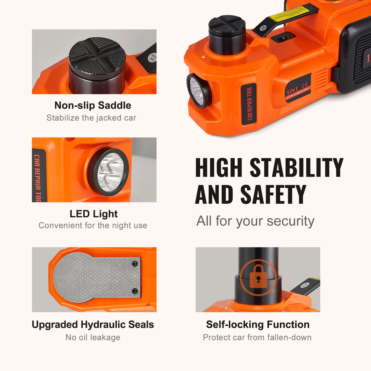 SucceBuy Electric Hydraulic Car Jack Kit For Roadside Repairs