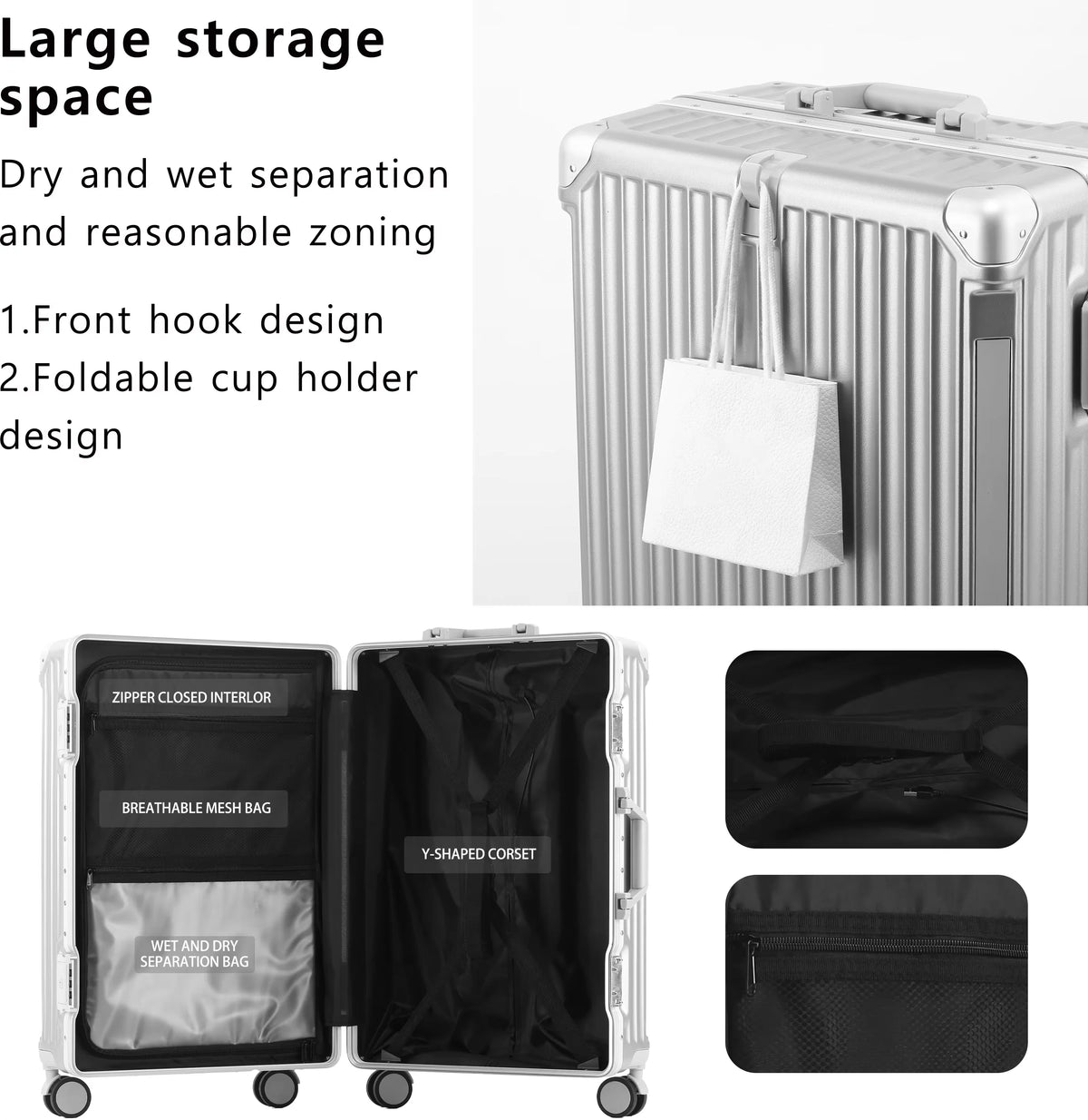 BunnyFly Suitcase Travel Suitcase Men Women 20 Carry-On Luggage Women PC Aluminum Frame Trolley Case TSA Password Lock