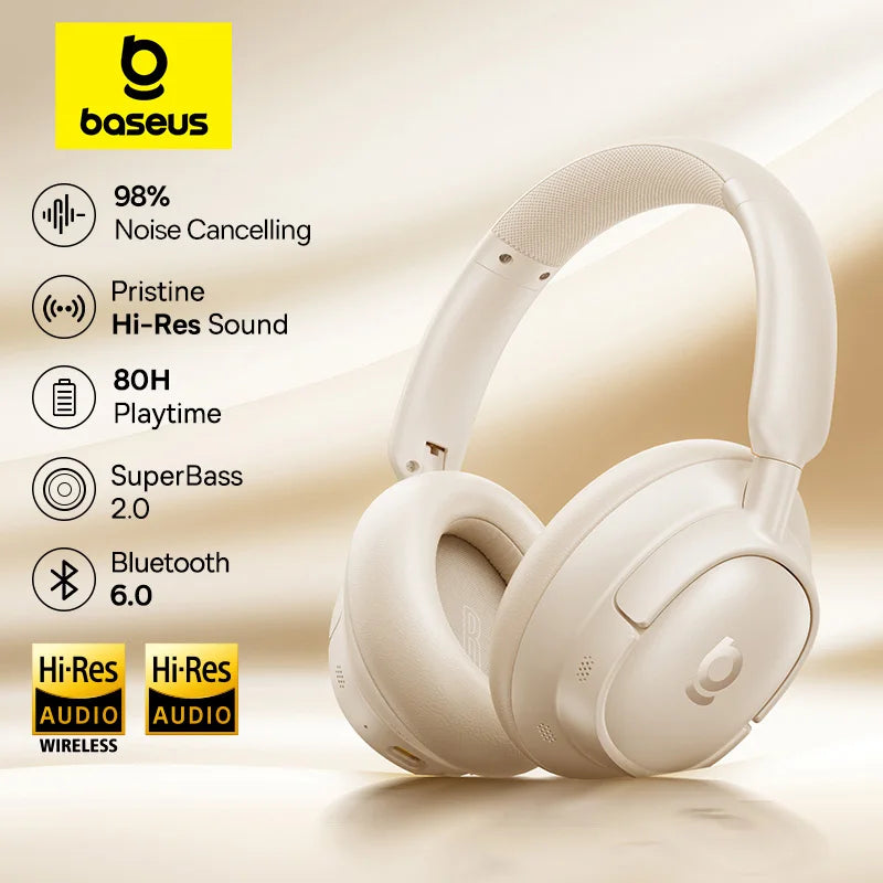 Baseus Wireless Bluetooth Headphones Noise Canceling Over Ear 80H Battery Life