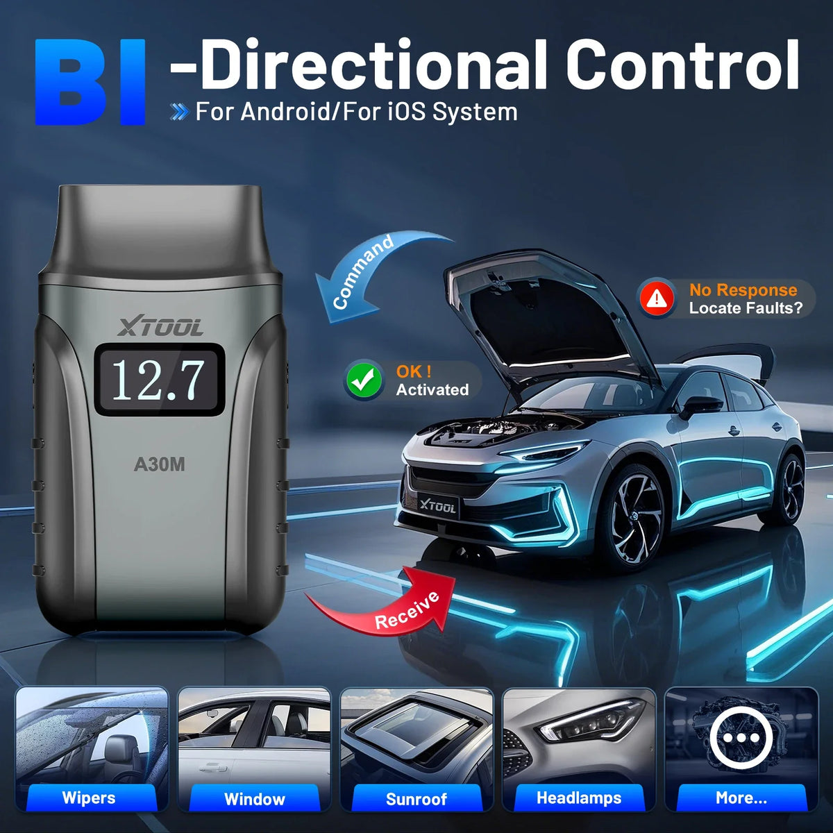 XTOOL Anyscan A30M V2.0 All System Car Diagnostic Tools Bluetooth OBD2 Scanner Active Test 26+ Reset All Functions Lifetime Free