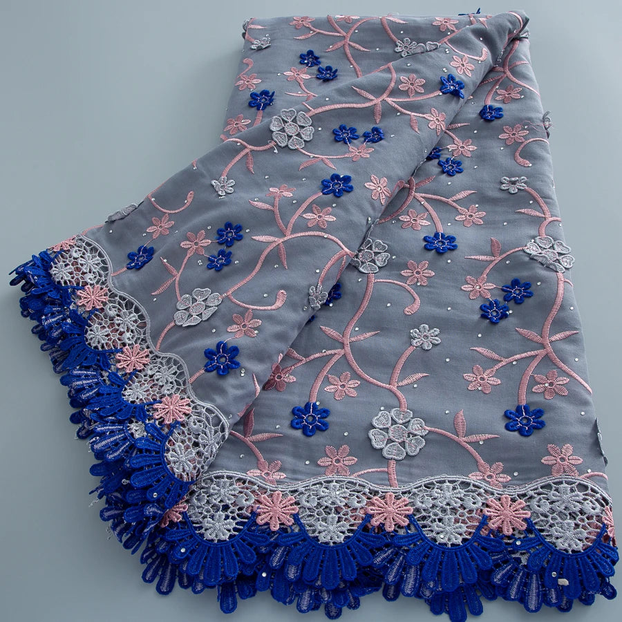 African Cotton Lace Fabric 2026 Swiss Voile Lace Elegant Nigerian 3D Embroidery Cotton Lace 5 Yards for Women Dresses Sew 4717
