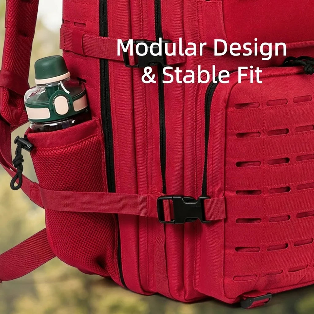 45L Tactical Backpack For Men With MOLLE Webbing System Outdoor Survival Gym Fitness Hiking Rucksack Dual Cup Holders Camping Travel Daily Work Commute Large Capacity Storage Backpack