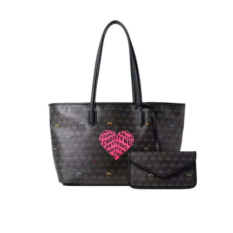Printed Heart-shaped Letters Outdoor Large Capacity Travel Bento Box Universal Tote Bag Portable Luggage Storage Bag