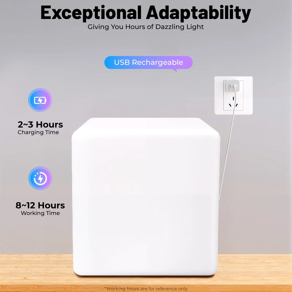 Rechargeable Square Stool Light 16 Colors LED Cube Light with Remote Control RGBW 4 Brightness Modes for Party Home Bar