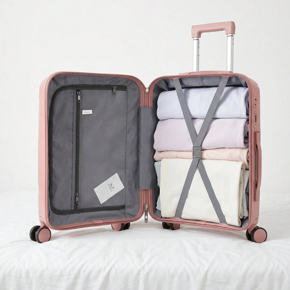 Arrow-Shaped 20-Inch PP Carry-On Suitcase With TSA Lock And Matching Color Swivel Silent Wheels. Available In Four Colors.