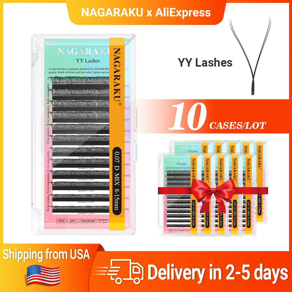 NAGARAKU Ship From USA 10 Cases YY Lashes Fast Free Delivery in 2-5 days by Express