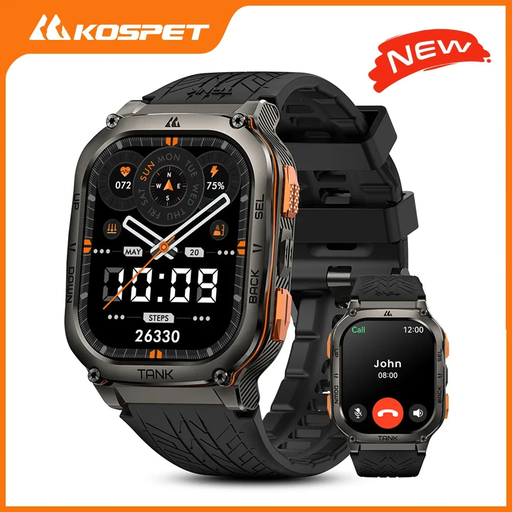KOSPET TANK M3 Ultra GPS Smart Watch For Mentainless Steel Smartwatch 5ATM IP69K Waterproof Bluetooth Call Health Monitor