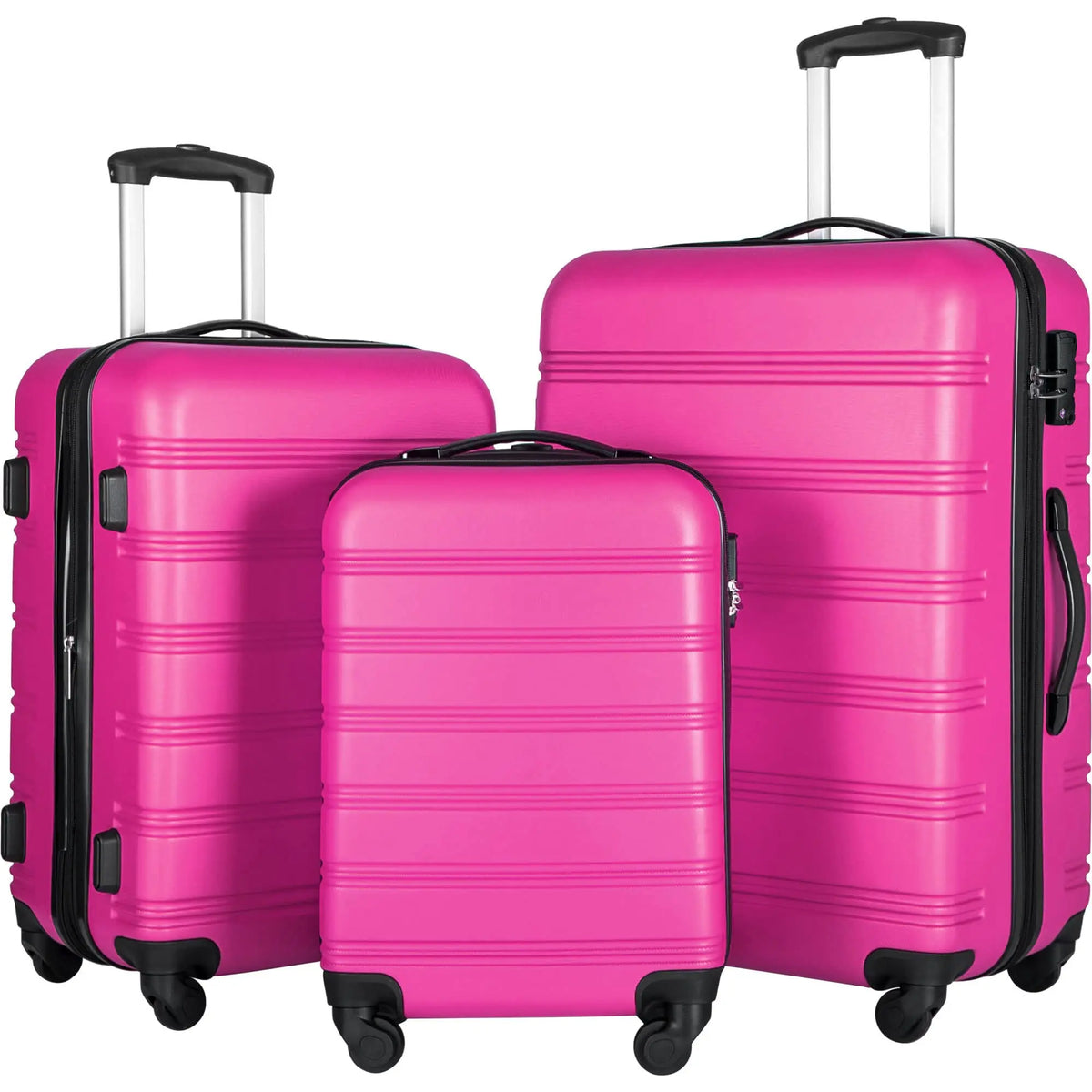 3 Piece Luggage Set Hard Shell Suitcases with Wheels, Antique White Durable Carry on Luggage with Lock, Rolling Checked Travel Suitcase for Women & Men, Lightweight Suit Case for Travel