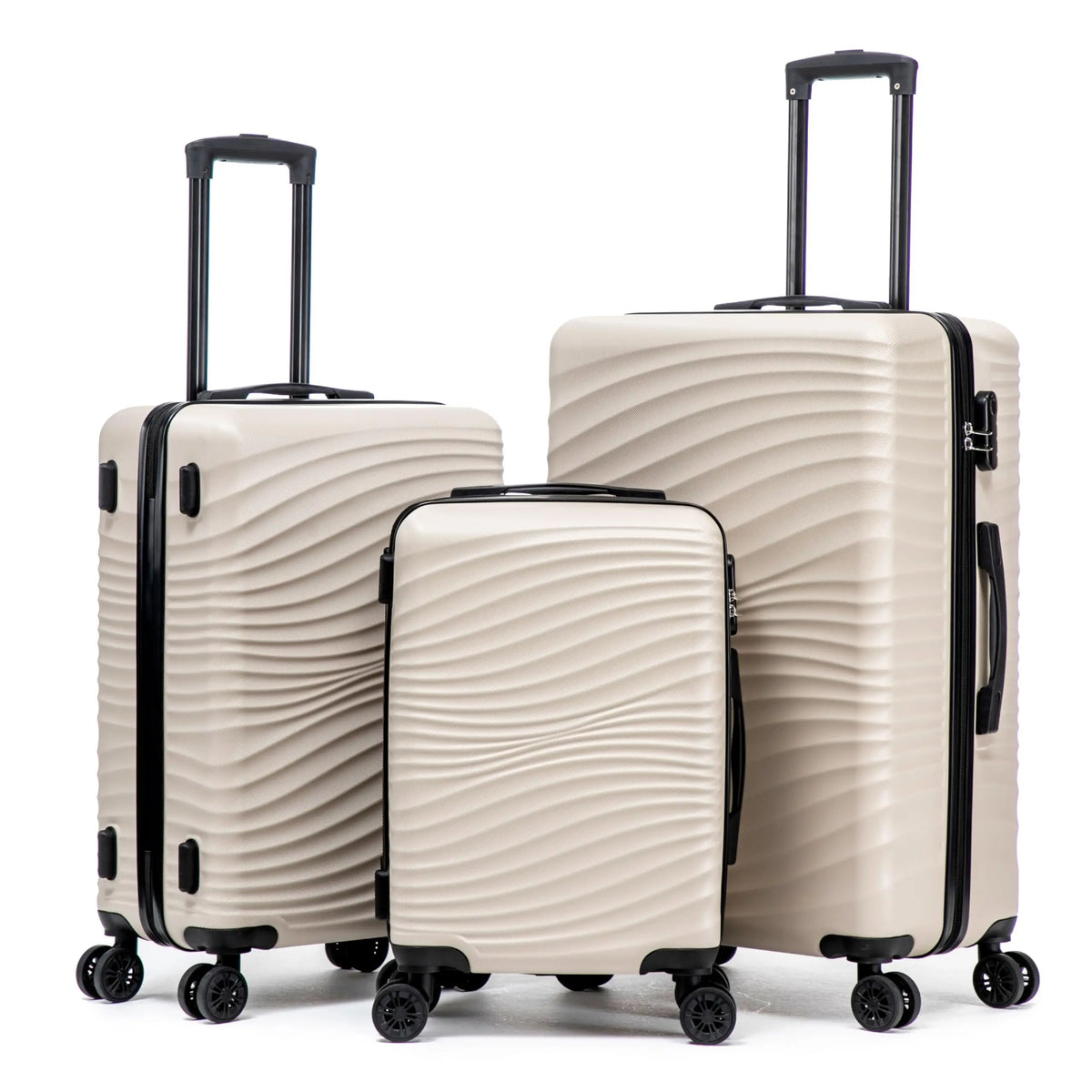 Luggage Sets 3 Piece ABS Hardshell Suitcase Set with Spinner Wheels Carry On Hardside Travel Luggage with TSA Lock, Lightweight Durable