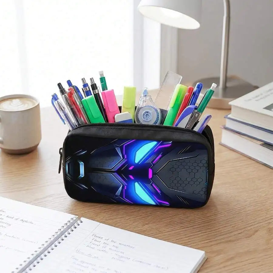 3PCS Cool Mecha Backpack Set , Large Capacity School Bag With Matching Lunch Bag & Pencil Case, Durable Lightweight Bookbag , Daily Use, And Gift