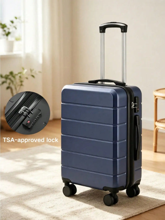 20 Inch Hard Shell Carry On Luggage Suitcase, Lightweight ABS Hardside Travel Hand Luggage with 360° Spinner Wheels, Built-In TSA Lock, Airline Approved Blue Rolling Suitcase for Men Women, Ideal for Business Trips, Weekend