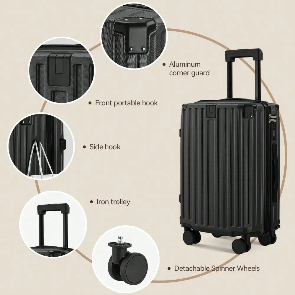 20 Inch Lightweight Carry On Luggage, Hard-Shell Trolley Box TSA Lock Airline Approved ,Detachable Wheels, Reinforced Metal Corner Guards Short Trip