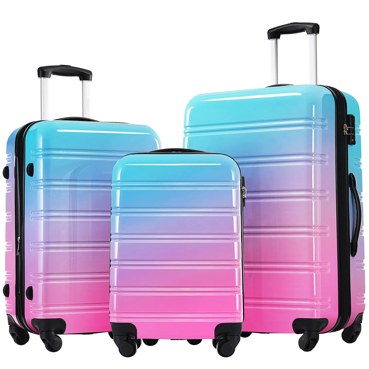 3 Piece Luggage Set Hard Shell Suitcases with Wheels, Antique White Durable Carry on Luggage with Lock, Rolling Checked Travel Suitcase for Women & Men, Lightweight Suit Case for Travel