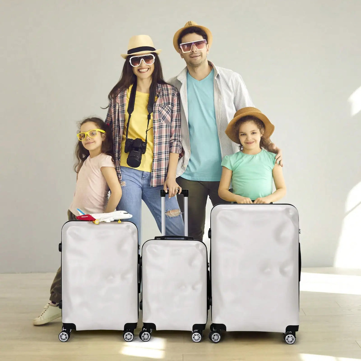 3‑Piece ABS Hardshell Luggage Set, 20/24/28 Inch Lightweight Durable Hard‑Side Suitcase Set, Rolling Travel Trolley Luggage in White, Ideal Carry‑On & Checked Baggage for Men Women, Business Trips and Holiday Vacations