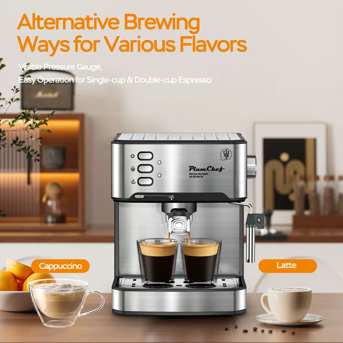20 Bar Espresso Machine With Milk Frother Compact Professional