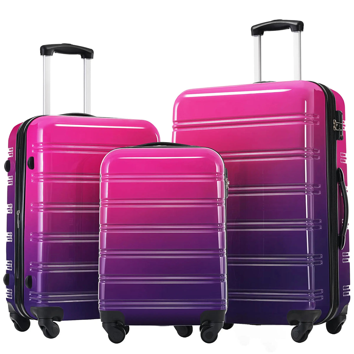 3 Piece Luggage Set Hard Shell Suitcases with Wheels, Antique White Durable Carry on Luggage with Lock, Rolling Checked Travel Suitcase for Women & Men, Lightweight Suit Case for Travel