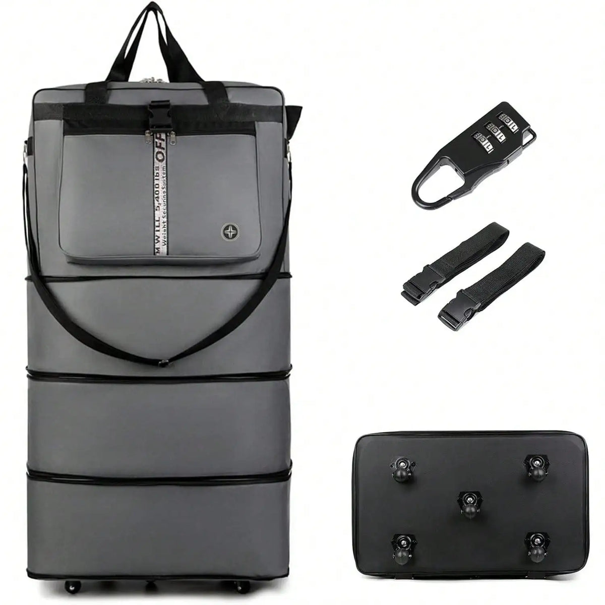 42 Inch Expandable Large Travel Duffel Bag With 5 360° Spinner Wheels & Lock & 2 Straps- Oxford Waterproof Foldable Suitcase Collapsible Luggage