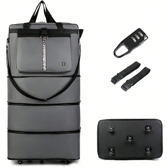 42 Inch Expandable Large Travel Duffel Bag With 5 360° Spinner Wheels & Lock & 2 Straps- Oxford Waterproof Foldable Suitcase Collapsible Luggage