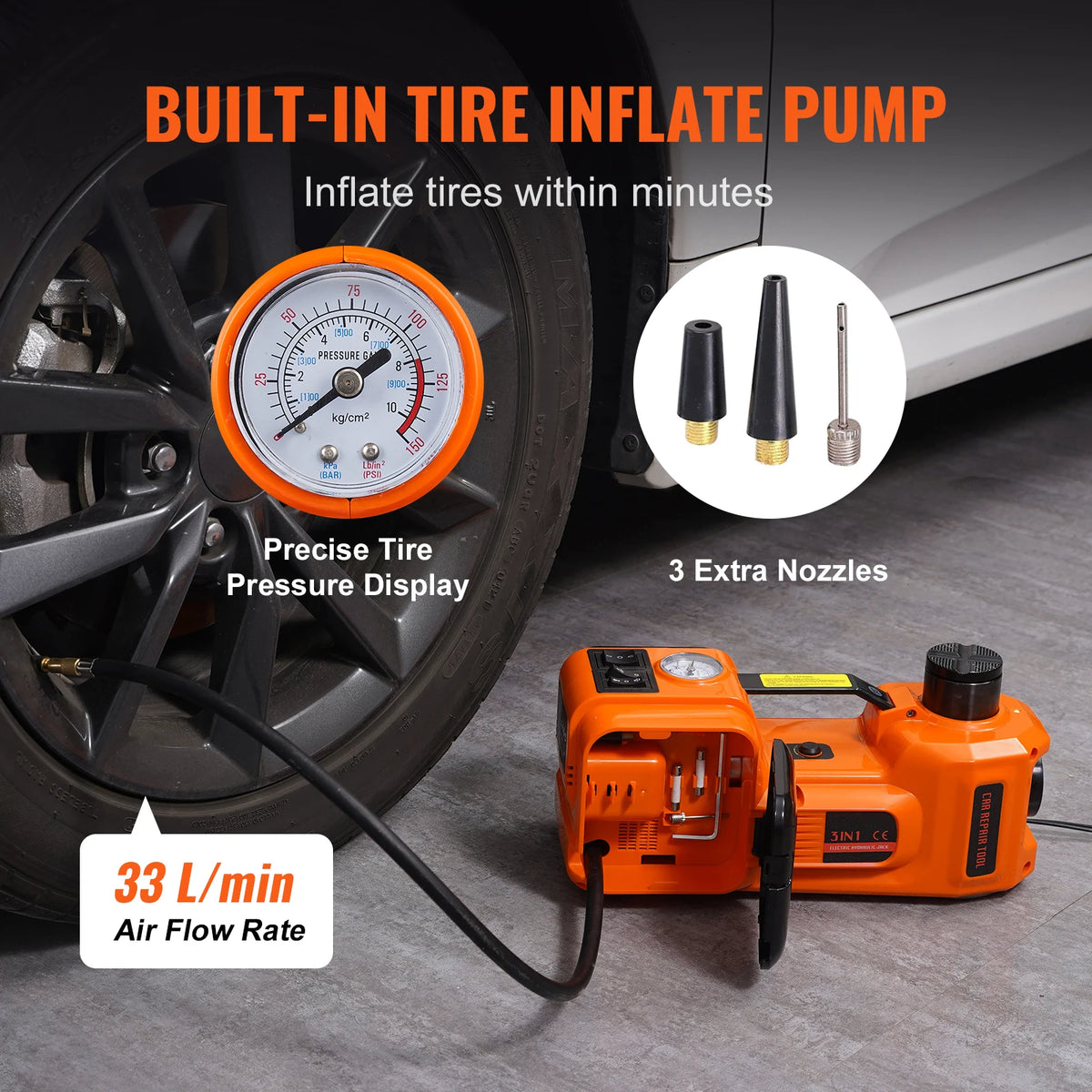 SucceBuy Electric Hydraulic Car Jack Kit For Roadside Repairs