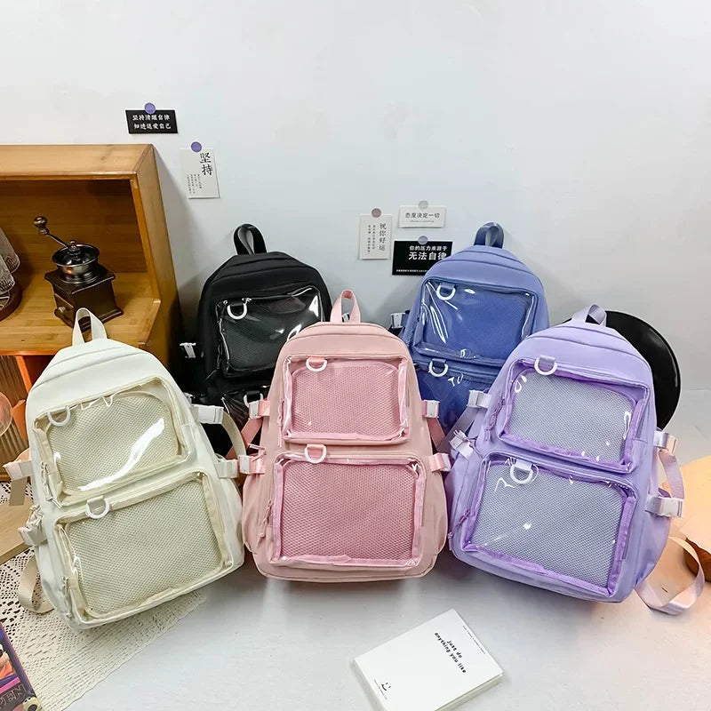 Japanese Kawaii Itabag Women New 2026 Transparent Backpack Women Large Capacity Ita Backpack School Bags For College Student JK