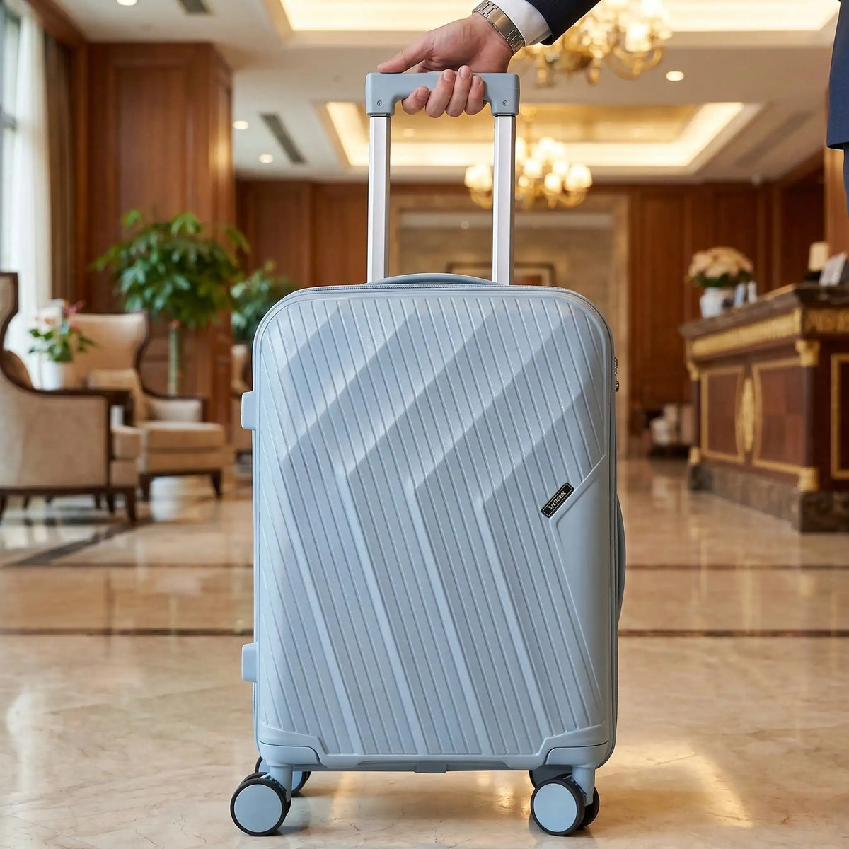 Arrow-Shaped 20-Inch PP Carry-On Suitcase With TSA Lock And Matching Color Swivel Silent Wheels. Available In Four Colors.