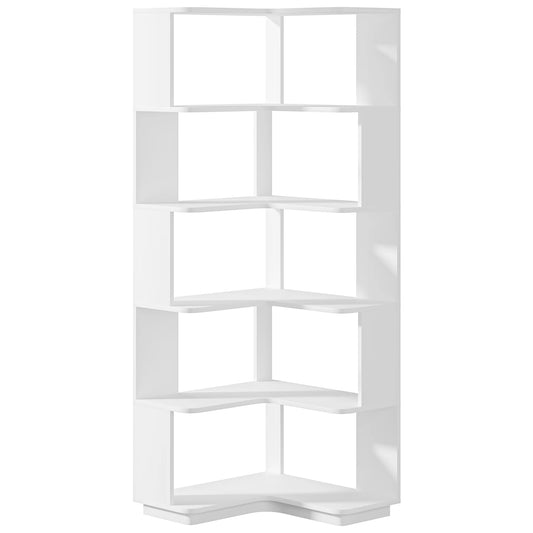 Tribesigns 6 Tier Corner Bookshelf, 64.96 Inch Tall Industrial Corner Bookcase with Anti-Drop Panel,Wood Grain Corner Shelf