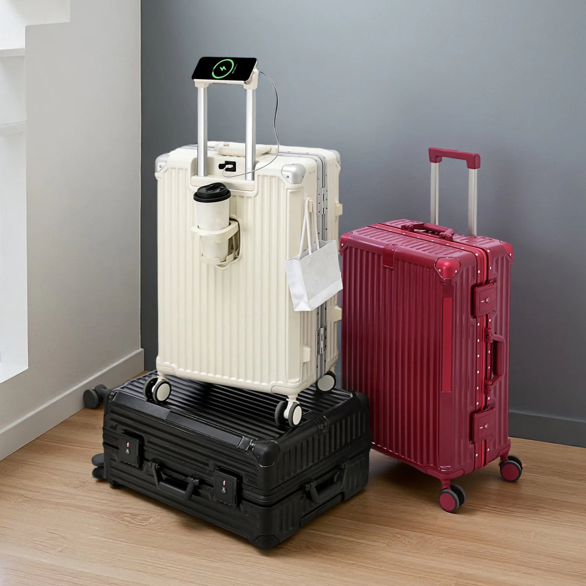 BunnyFly Suitcase Travel Suitcase Men Women 20 Carry-On Luggage Women PC Aluminum Frame Trolley Case TSA Password Lock