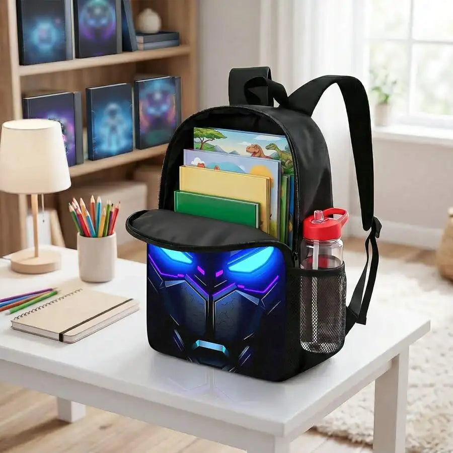 3PCS Cool Mecha Backpack Set , Large Capacity School Bag With Matching Lunch Bag & Pencil Case, Durable Lightweight Bookbag , Daily Use, And Gift