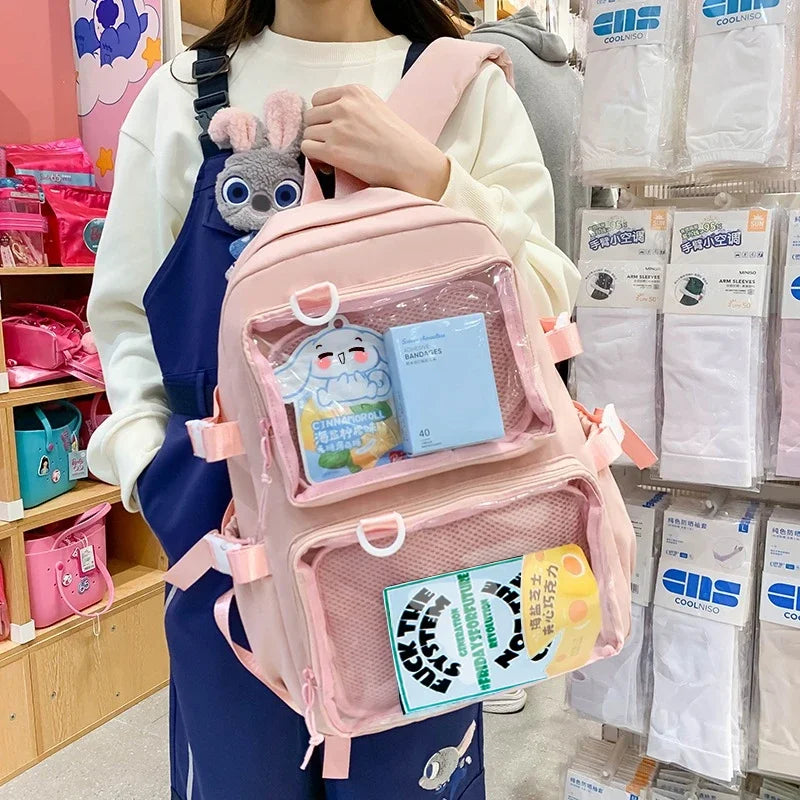 Japanese Kawaii Itabag Women New 2026 Transparent Backpack Women Large Capacity Ita Backpack School Bags For College Student JK