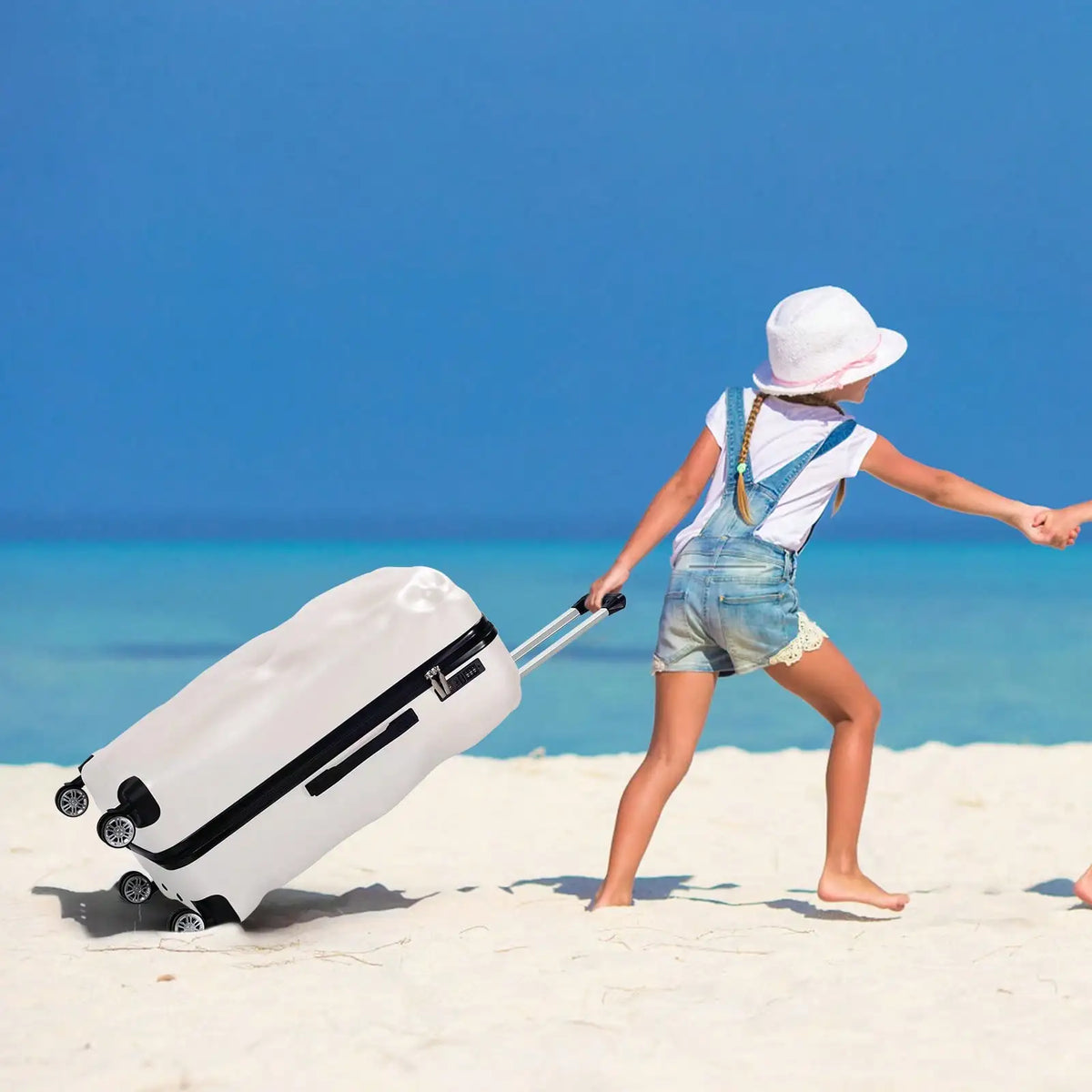 3‑Piece ABS Hardshell Luggage Set, 20/24/28 Inch Lightweight Durable Hard‑Side Suitcase Set, Rolling Travel Trolley Luggage in White, Ideal Carry‑On & Checked Baggage for Men Women, Business Trips and Holiday Vacations
