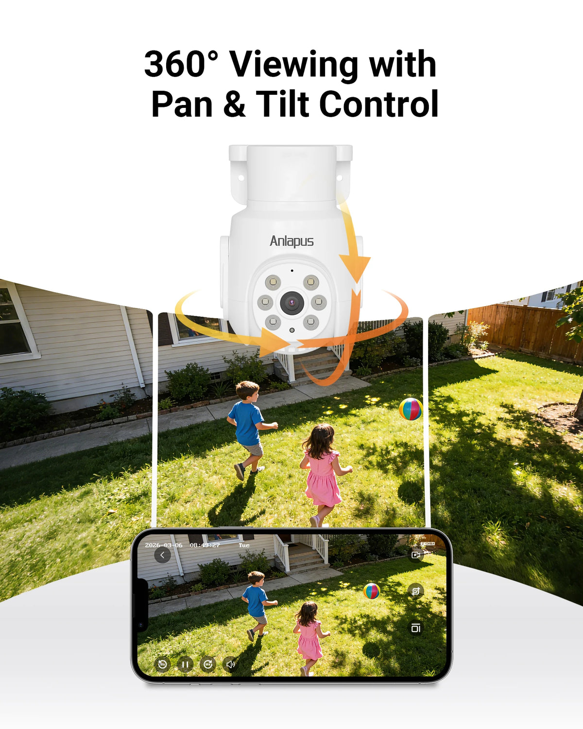 Anlapus 1080P Pan Tilt Wired Security Cameras 2MP Outdoor Indoor Home CCTV Camera Audio Monitoring Only Work with Anlapus 2MP/5MP/4K DVR Surveillance System