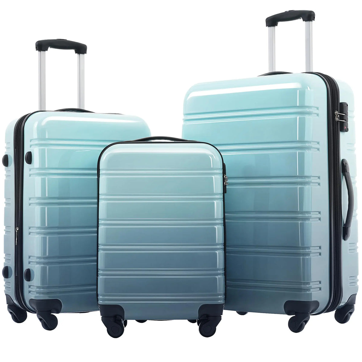 3 Piece Luggage Set Hard Shell Suitcases with Wheels, Antique White Durable Carry on Luggage with Lock, Rolling Checked Travel Suitcase for Women & Men, Lightweight Suit Case for Travel