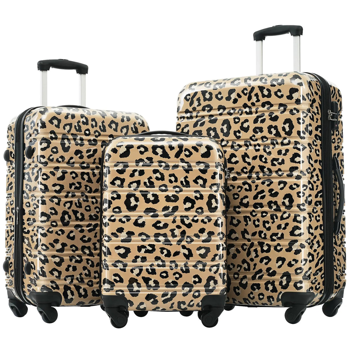 3 Piece Luggage Set Hard Shell Suitcases with Wheels, Antique White Durable Carry on Luggage with Lock, Rolling Checked Travel Suitcase for Women & Men, Lightweight Suit Case for Travel