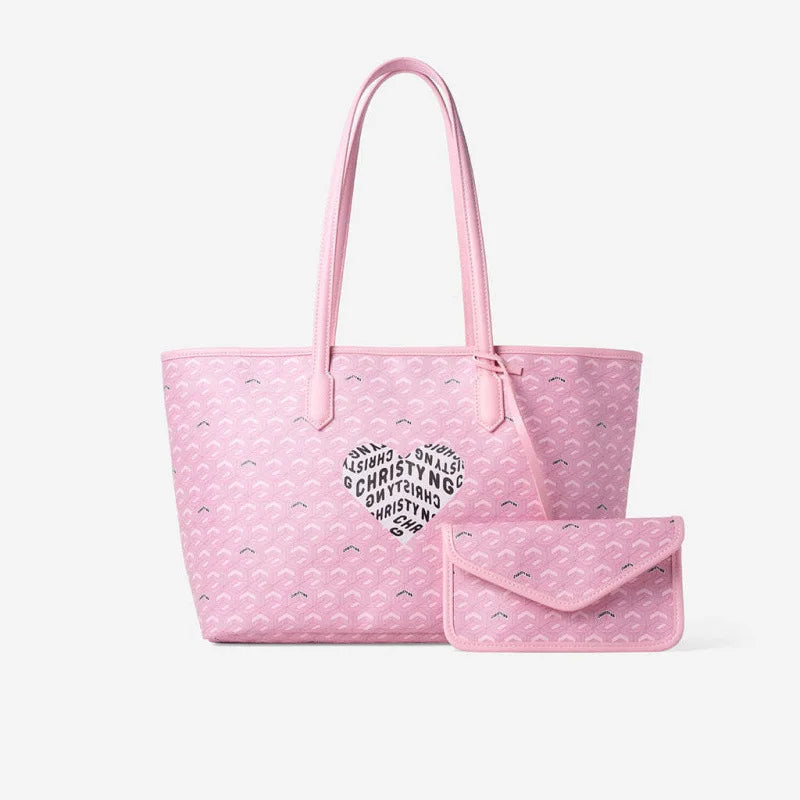 Printed Heart-shaped Letters Outdoor Large Capacity Travel Bento Box Universal Tote Bag Portable Luggage Storage Bag