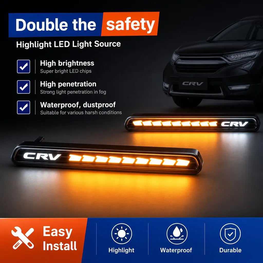 2x Rear Bumper Reflector LED Signal Light For Honda CRV 2023-2025 Car Dynamic Turn Signal Brake Warning Lamp Rear Fog Indicators Lamp